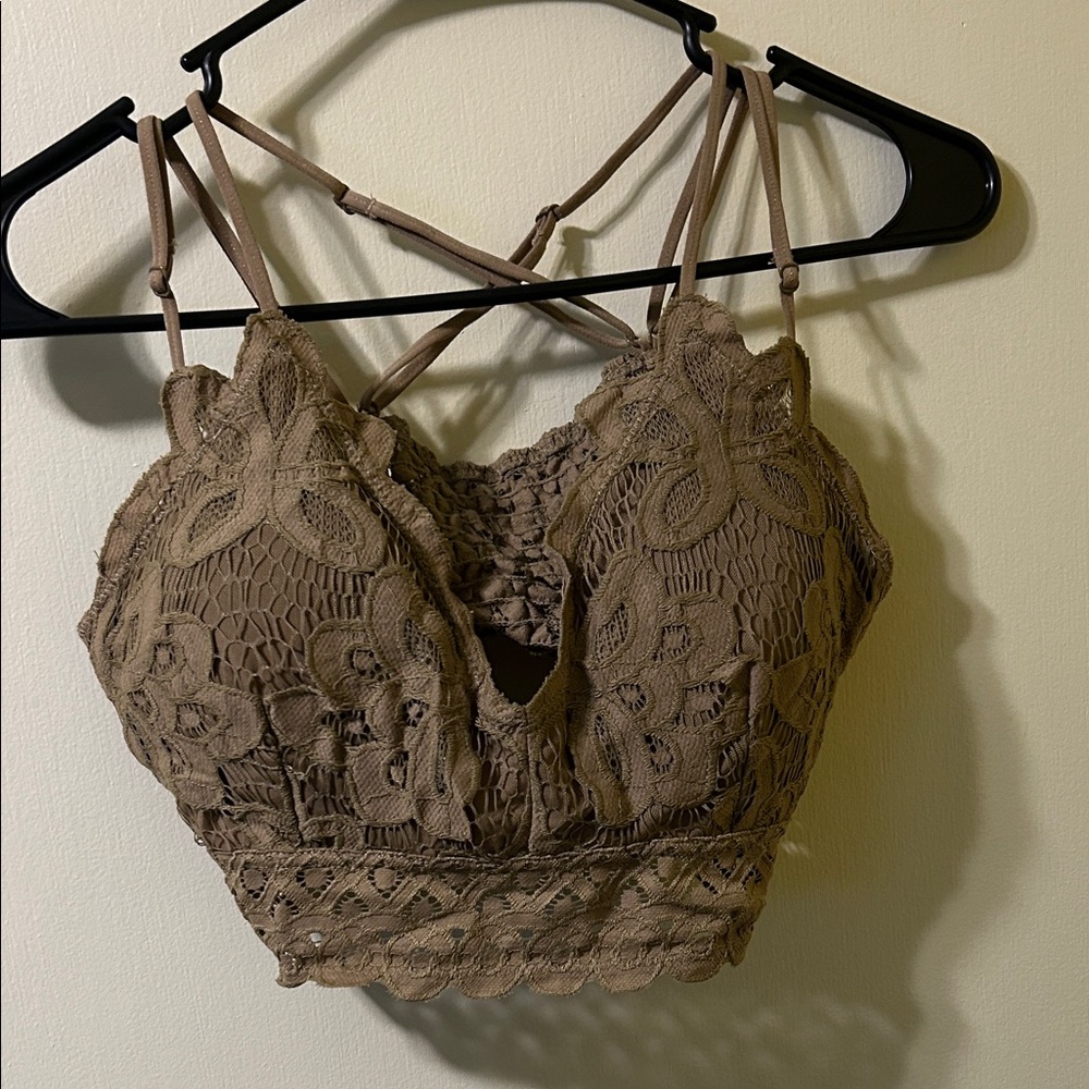 Stylish Brown Lace Crop Top